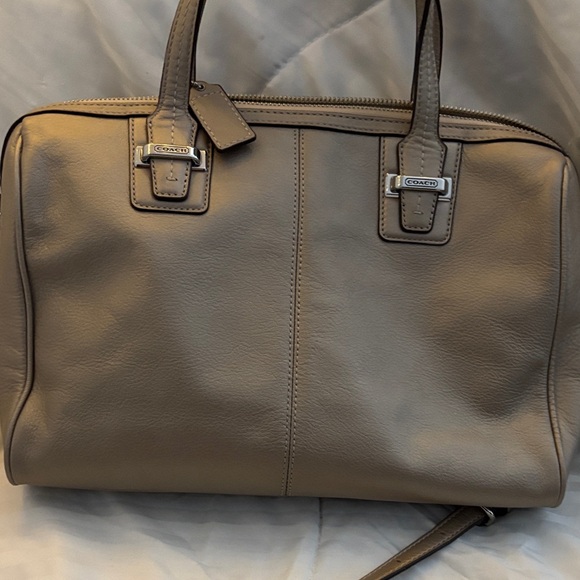 Coach Taupe Leather Satchel with Removable Crossbody Strap - Picture 9 of 15